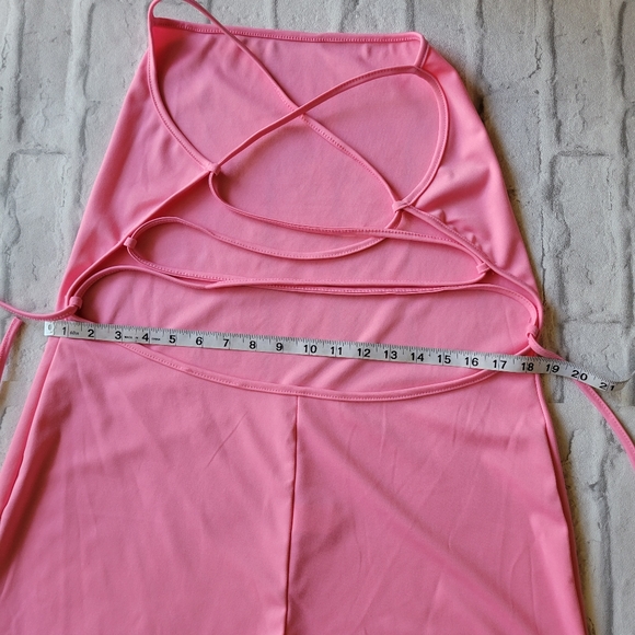 Bubble Gum pink tie up one piece romper size 3X - Picture 2 of 8